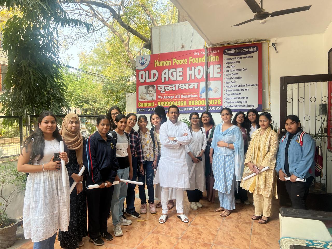 DU (Janki Devi College) Student's Visit & Meditation session at Human Peace Foundation Old Age Home