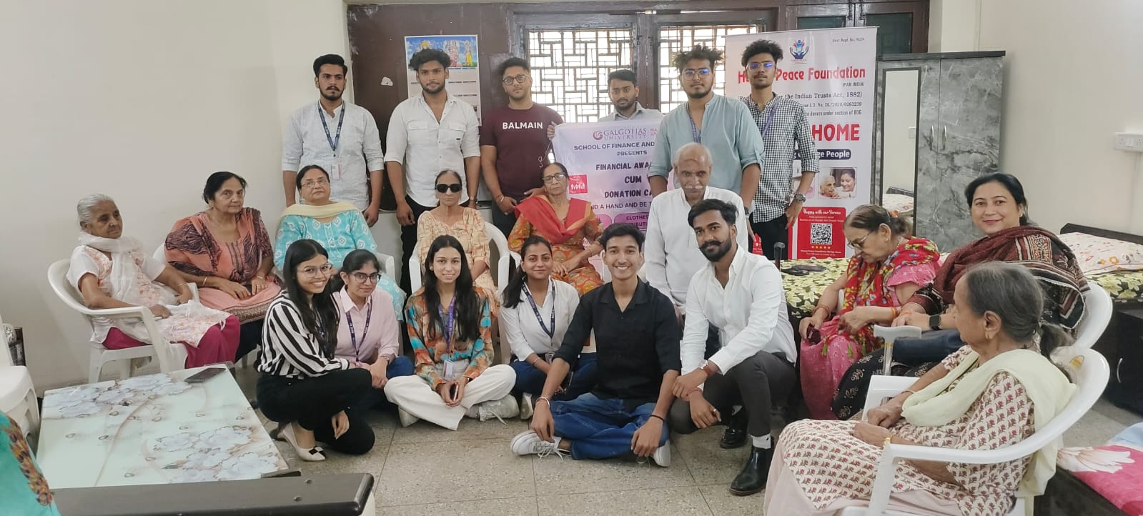 Galgotias university students visit Old age Home